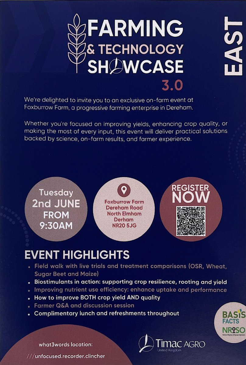 TimacAgroArable's tweet photo. Any farmers &amp; Agronomists wanting to attend our Farm Innovation Technology Showcase event in Norfolk - Tuesday 02/06/26, we have a few spaces left, please can the QR code to register
Healthy Soils - Healthy Crops https://t.co/Heh4UcCnHv