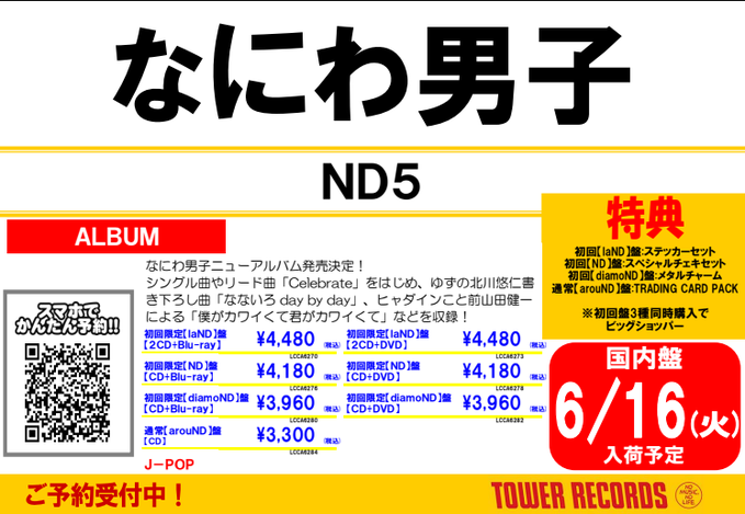 なにわ男子】 「Naniwa Danshi」の5乗をタイトルに掲げた、煌めき