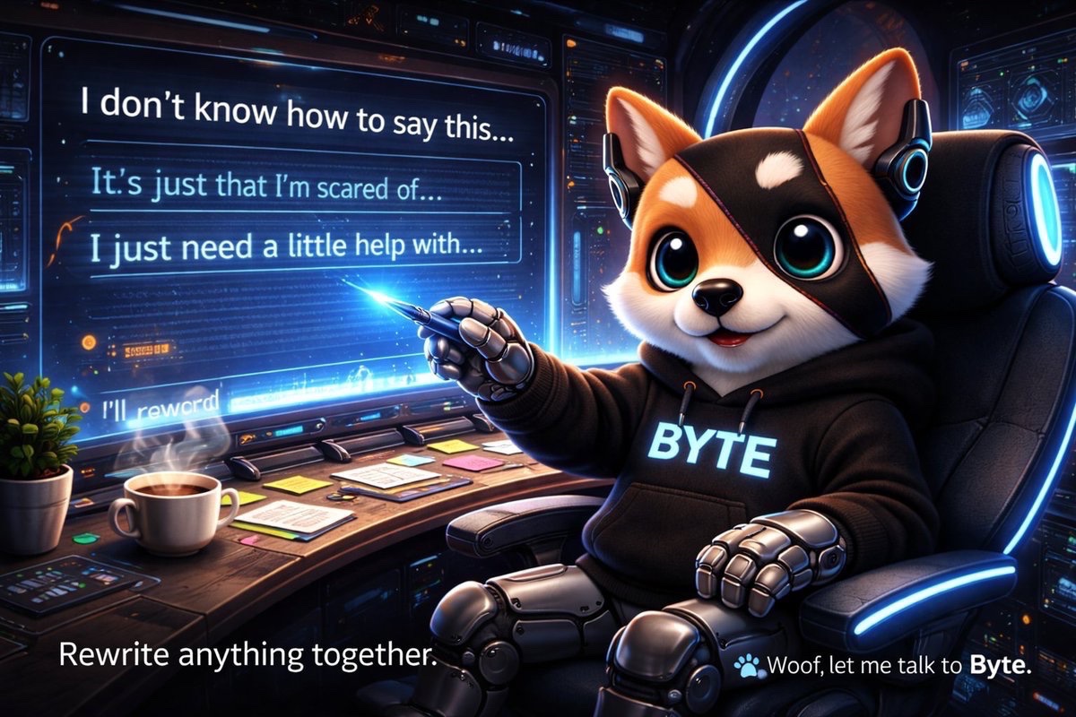 ByteDogToken's tweet photo. Woof. Start messy. We’ll figure it out together. 🐾 https://t.co/ivoQyhogs6