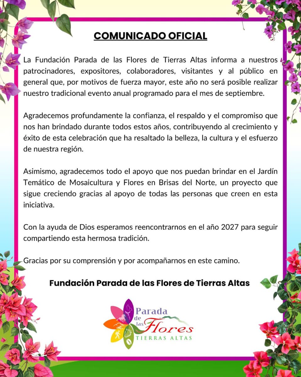 SoydeVolcan's tweet photo. Tierras Altas se quedará sin Parada de Las Flores este año https://t.co/eVXjrElF9B