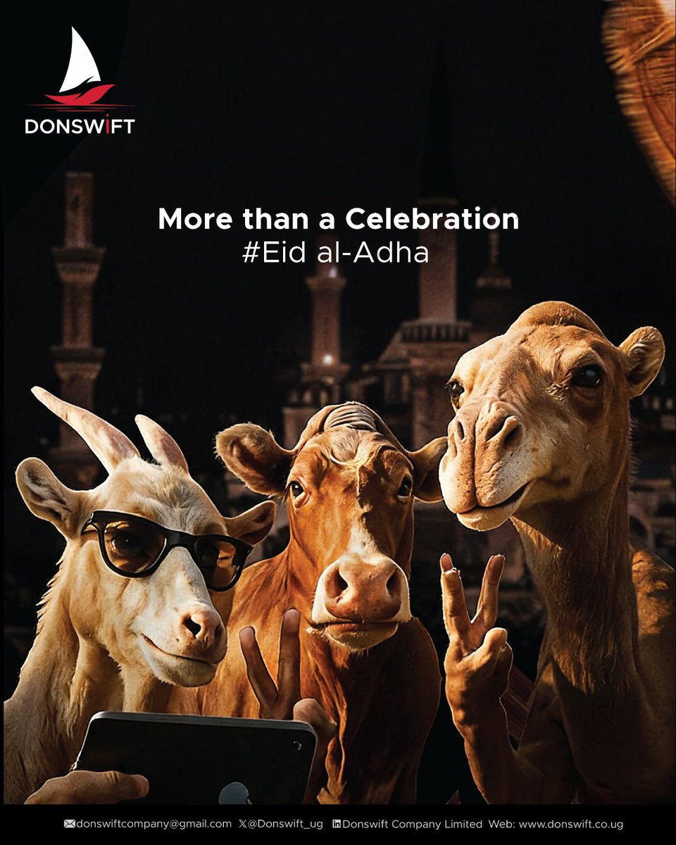 Donswift_ug's tweet photo. Say cheese to the blessings! ✌️

Wishing everyone a meaningful Eid al-Adha filled with peace, growth, and joy. 

Eid Mubarak! 🌙 

#EidAlAdha. #Donswift https://t.co/aWZgqpyDRu