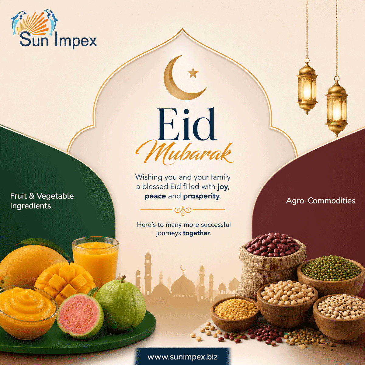 Sun_Impex's tweet photo. Eid Mubarak! 

#SunImpex #agrocommodities #fruitvegetableIngredients https://t.co/nxJnR9zw2K