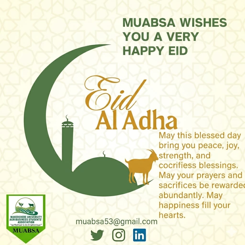 muabsa53's tweet photo. 🌙✨ Eid Al-Adha Mubarak to all students and the entire Muslim community 
May this blessed day bring peace, joy, unity, and countless blessings to you and your families. May your prayers and sacrifices be rewarded abundantly. 🤍🐐
— MUABSA #EidAlAdha #MUABSA #MakerereUniversity https://t.co/oUGbMCwqvg