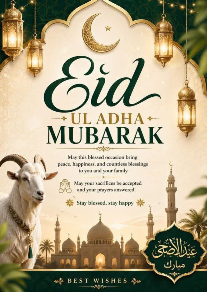 huma845's tweet photo. Eid ul Adha Mubarak to all the beautiful souls celebrating Eid. 🌙🐐

May all your sacrifices be accepted by Allah. This Eid ul Adha don't just sacrifice your animals, also sacrifice your ego, arrogance, jealousy, suspicions about others, and resentment. https://t.co/wphuHpnNDN