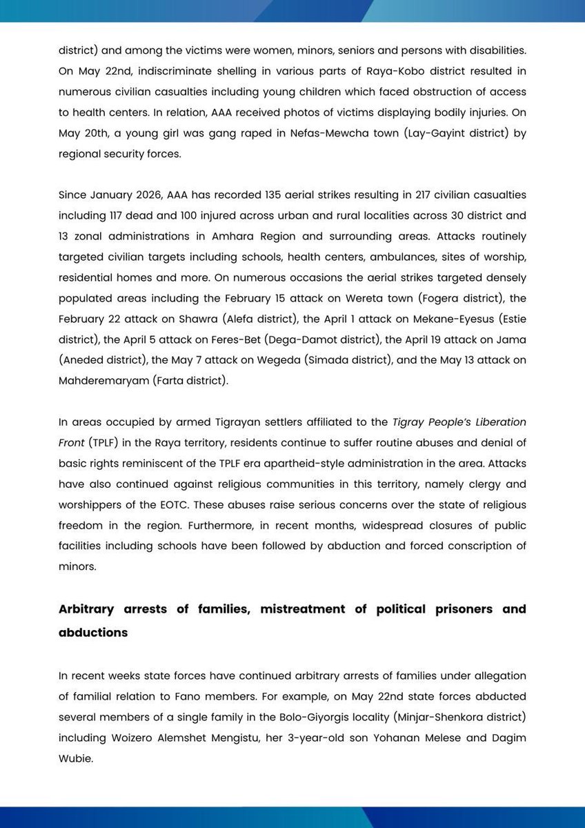 AAA_Amhara's tweet photo. ⚡️ℹ️ #STATEMENT: Concern over emerging patterns of genocidal violence by state actors in Amhara Region and surrounding areas of Ethiopia

📅 May 27, 2026 (Ginbot 19, 2018 EC) https://t.co/Kpk887BpUY