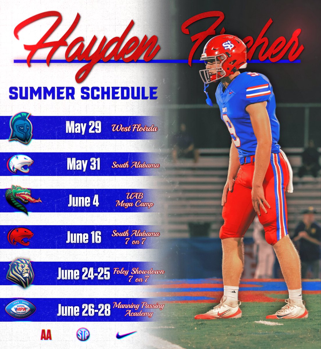 HaydenFincher9's tweet photo. Summer Schedule @STPFBMedia https://t.co/CzgqW8pl8q