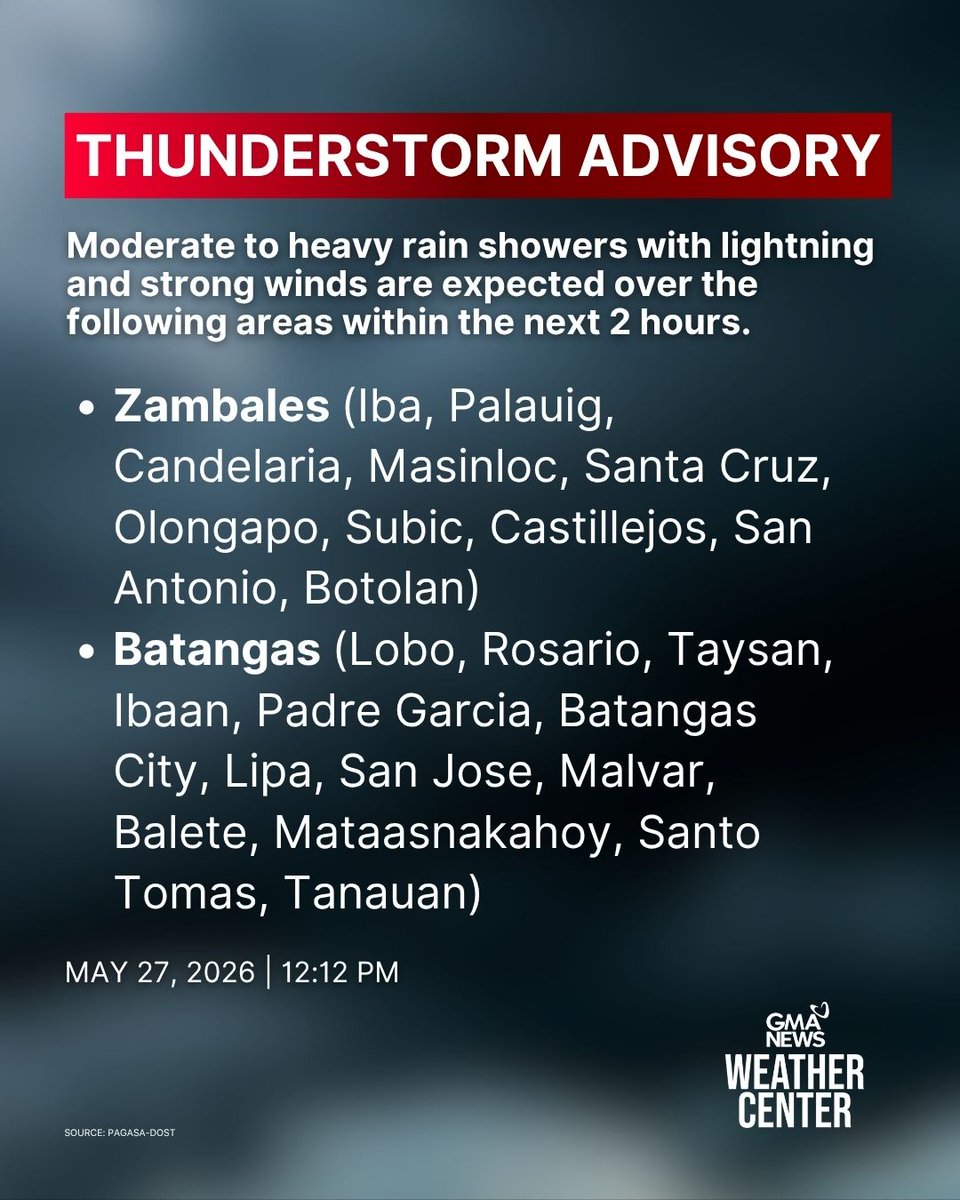 THUNDERSTORM ADVISORY: Moderate to heavy rain showers with lightning ...