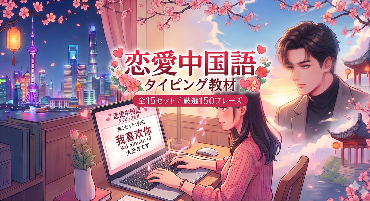 cnstation's tweet photo. 中国語タイピングに新コレクション追加。

その名も「恋愛中国語」

これで恋も失恋もばっちりだ。

https://t.co/vDXQjMMyVz

#中国語　#中国語学習　#タイピング https://t.co/jgAPqpfuAl