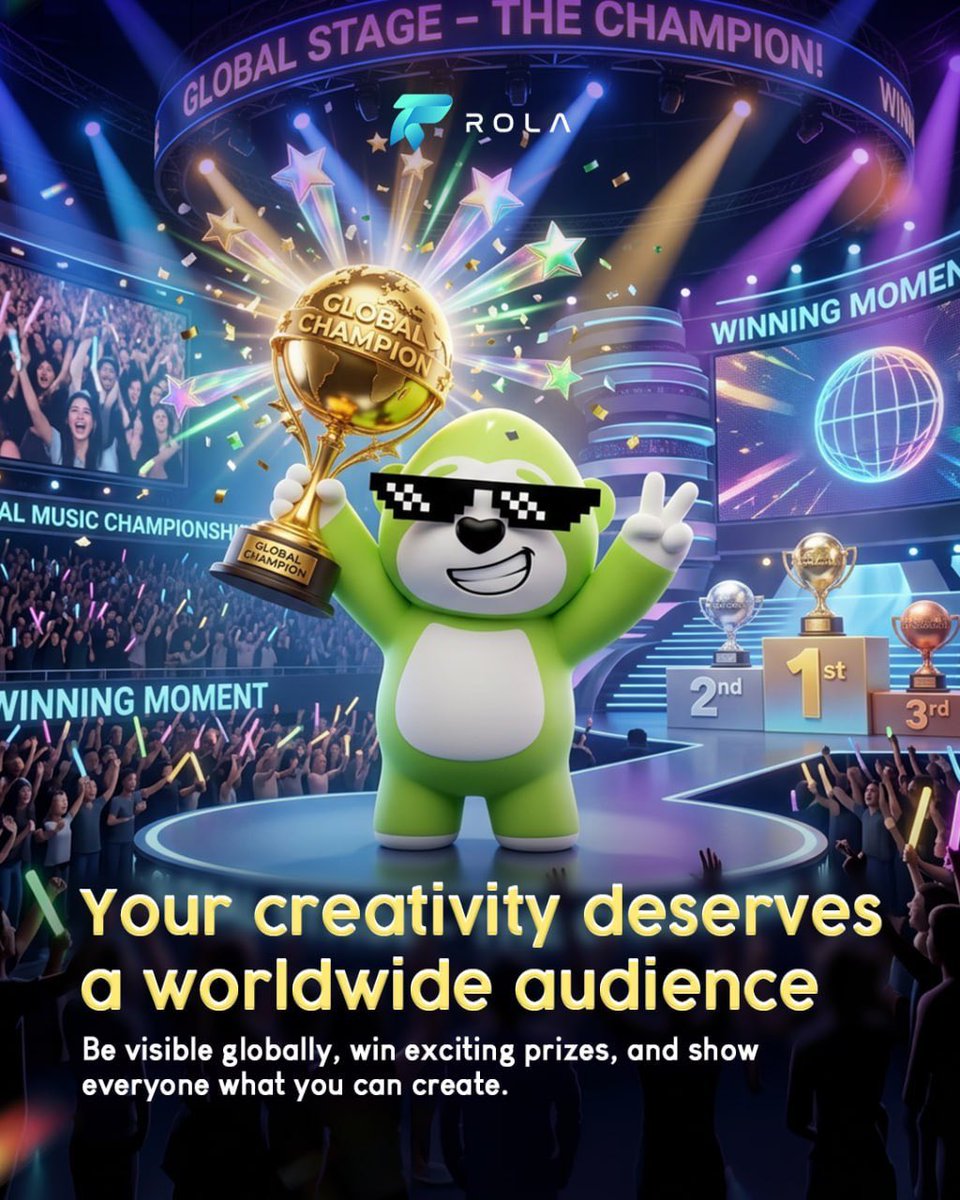 officialROLAai's tweet photo. 🌍✨ Your creativity deserves more than limits — it deserves a worldwide audience.

Step onto the global stage, share your passion, and turn your talent into winning moments. 🏆🎶 

From local talent to global spotlight — your creativity deserves the world stage.
Create boldly. Shine loudly. Let the world watch you win. 🌍🎶 

Join us Today: (Link in comment) 👇

#Rola #web3 #MusicCreators #RolaSongCompetition