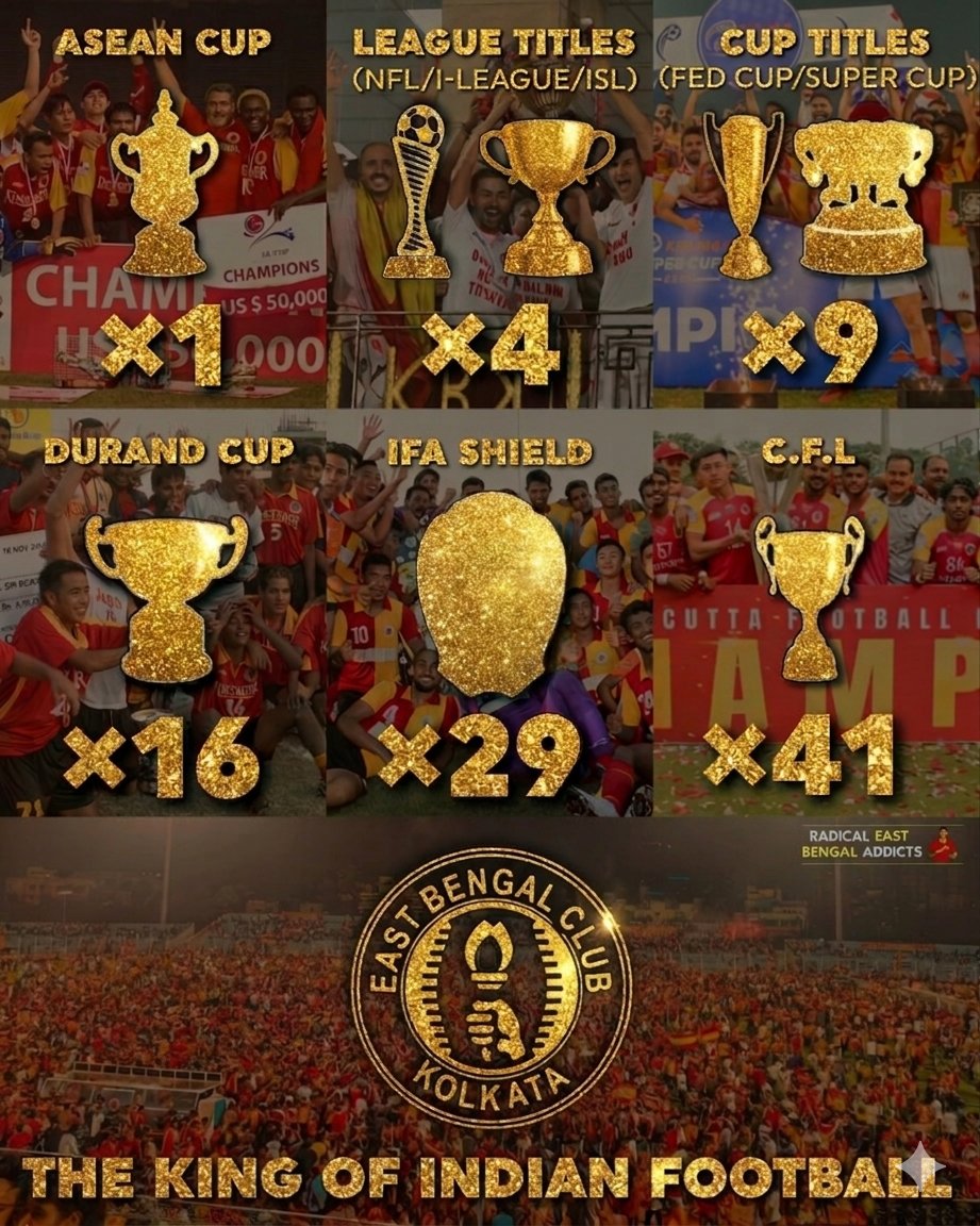 RadicalEB1920's tweet photo. East Bengal 🔴🟡💪🏾
The King of Indian Football 💯

#joyeastbengal #eastbengalfc #indiansuperleague #kolkataderby https://t.co/QsAKGwPTuG