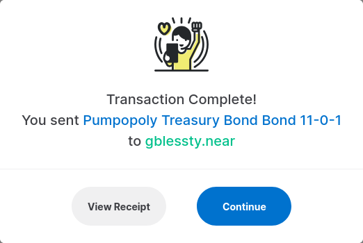 pumpopoly's tweet photo. @Gblessty1 💵Bond 1⃣1⃣-0⃣-1⃣has been awarded to gblessty.near🎁
✅Keep up the good work💪 https://t.co/OjiSoD9qXW