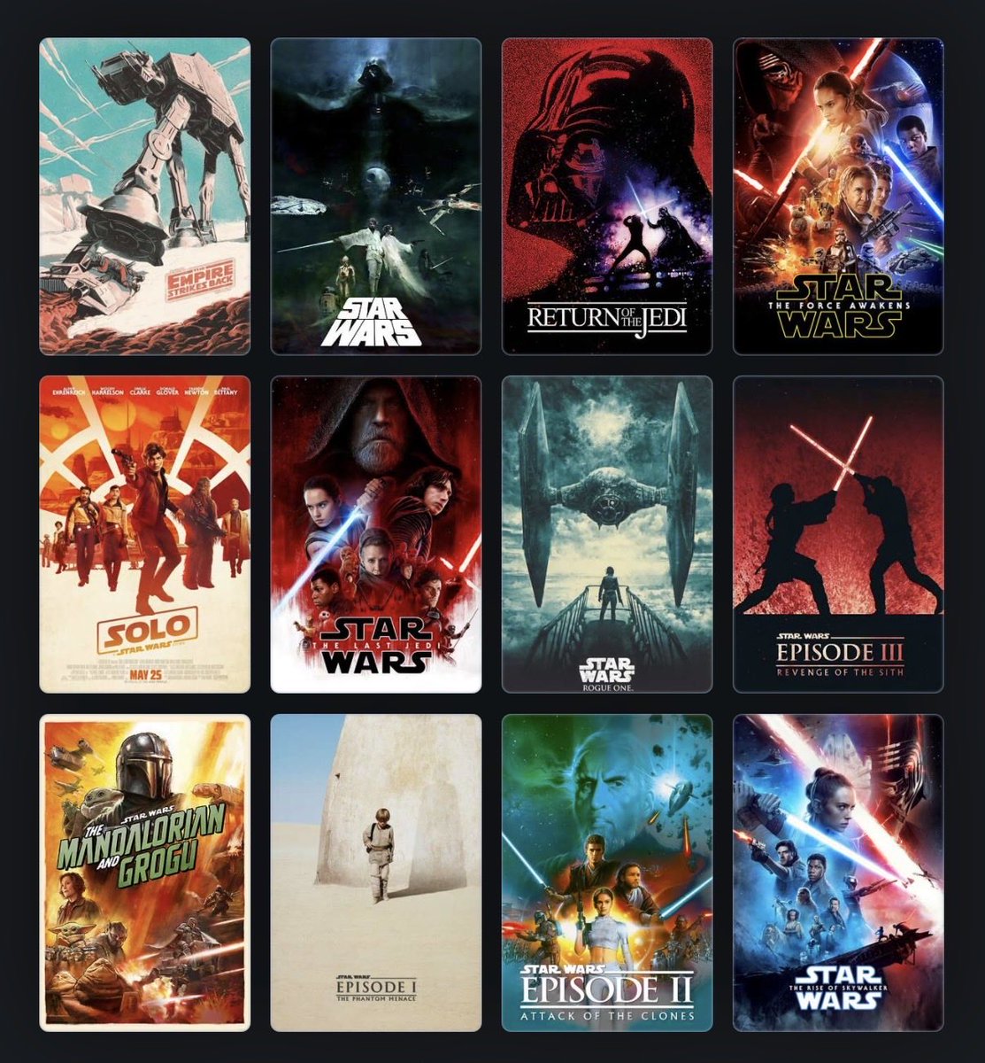 JediMasterWald's tweet photo. Star Wars Ranking (haven’t rewatched episodes 8 and 9 since release so idk how accurate this is) https://t.co/HNg3BmecbB