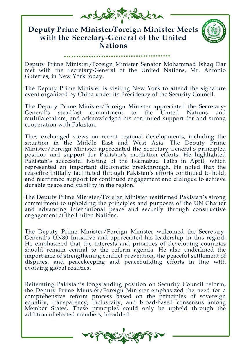 Ministry of Foreign Affairs - Pakistan tweet media