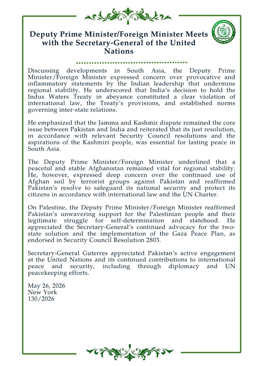 Ministry of Foreign Affairs - Pakistan tweet media