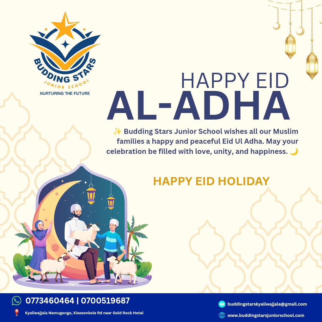 BuddingJunior's tweet photo. Budding Stars Junior School wishes all our learners, parents, and the Muslim community a blessed Eid Al Adha.
May this special occasion bring peace, joy, and endless blessings to your families. 🤍🐑

#EidAlAdha #عيد_الأضحى #BuddingStarsJuniorSchool #BlessedEid https://t.co/irvFrGeaC3
