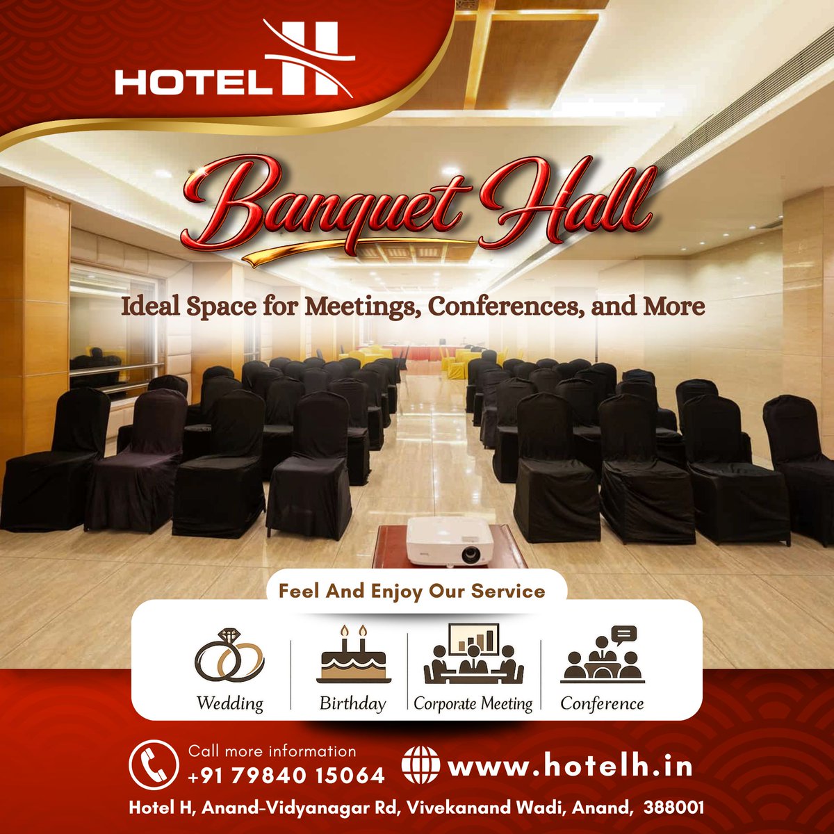 HotelH_Anand's tweet photo. π Hotel H
π± +91 79840 15064
π§ info@hotelh.in
Create unforgettable memories with elegance and comfort at Hotel H Banquet Hall β¨
Celebrate your special moments in style with a venue designed for every occasion.
#HotelH #BanquetHall #LuxuryVenue #EventSpace #HotelHAnand https://t.co/3LwzJViDTh