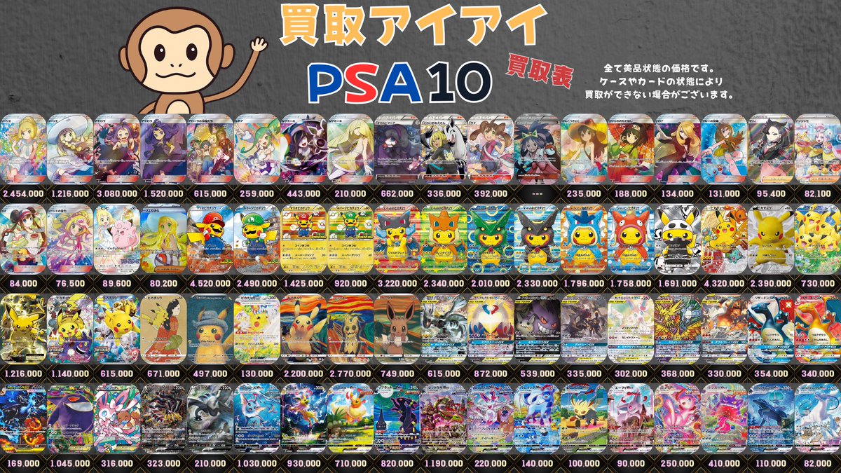 🐒ポケモンカードPSA10買取表🐒 がんばリーリエ¥2,454,000 帽子