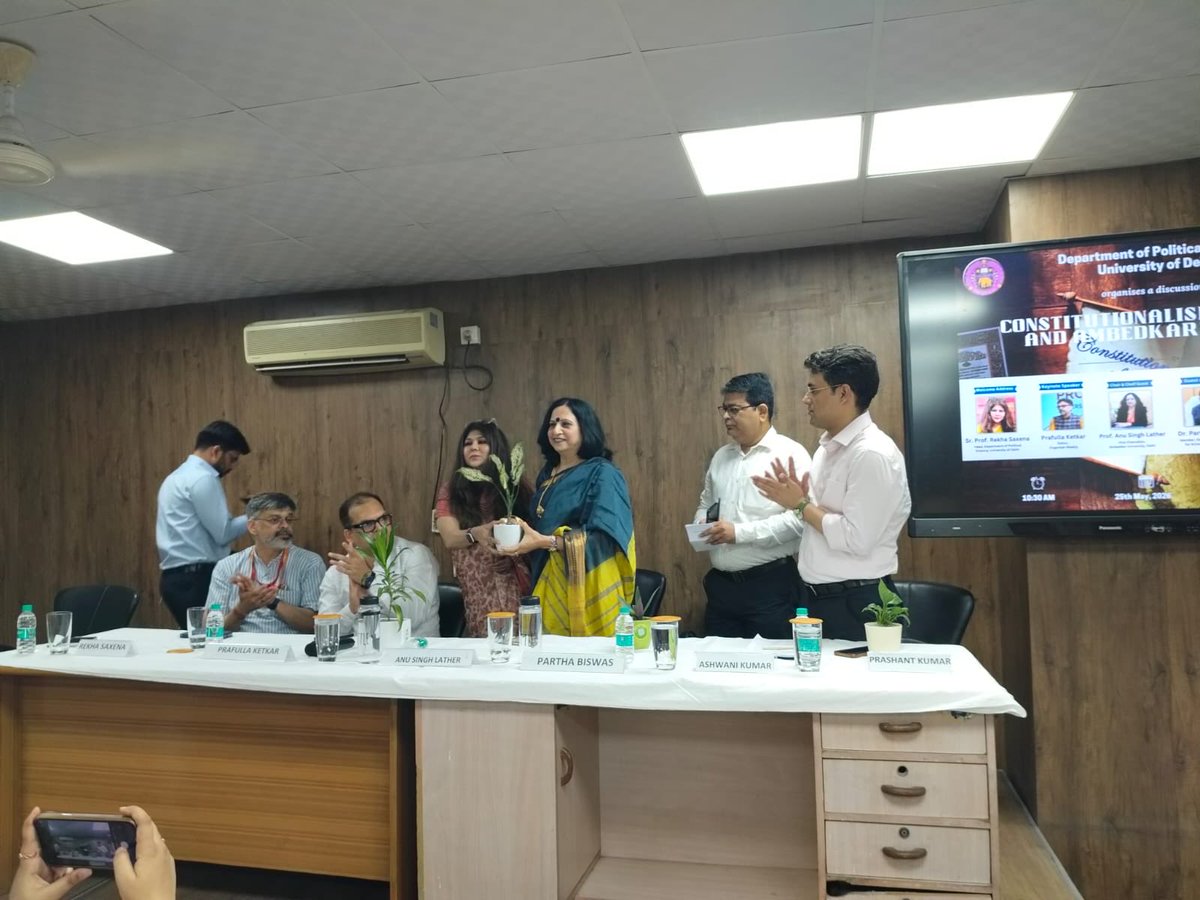 ProfAnu_Singh's tweet photo. Honoured to preside as the Chief Guest at the discussion on “Constitutionalism, Equality and Ambedkar’s Legacy,” reflecting on the enduring ideals of justice, inclusion and constitutional morality envisioned by Babasaheb Dr. B. R. Ambedkar. https://t.co/YcRfE6dske
