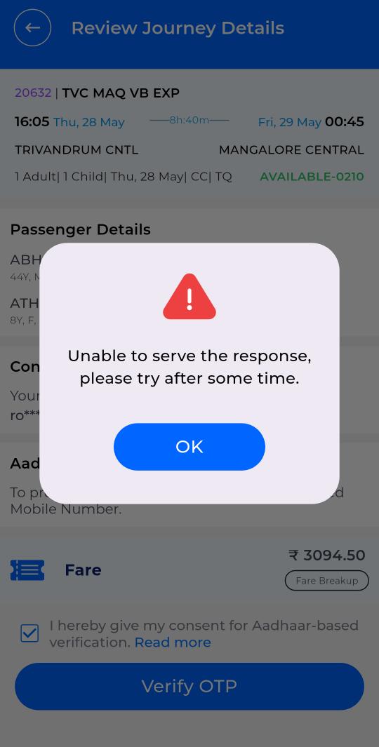 ROSHAN0388's tweet photo. @SWRRLY @RailwaySeva @RailMinIndia . Salute to Indian railway, adhar otp system, rail one app. Booking tatkal u all made it impossible. Why u are introducing a failed system to trouble common men. Feeling down on railway ministry . https://t.co/QkuVVtnOPY