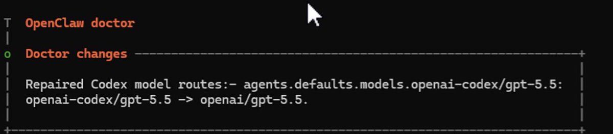 scoutedmd's tweet photo. @steipete and @openclaw - in 2026.5.22 on windows

doctor —fix function changes openai-codex/gpt-5.5 to openai/gpt-5.5

even if auth is set to openai-codex

so then, rate limit errors pop up https://t.co/7Sveb7YWDU