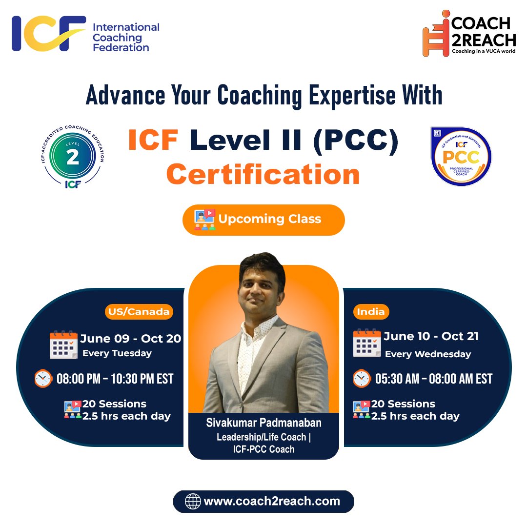 Coach2Reach's tweet photo. <!--br {mso-data-placement:same-cell;}-->Caption: 🚀 Upcoming ICF-PCC Certification Class!
Advance your coaching expertise with our ICF-PCC accredited program. 

#ICFPCC #ICFCoaching #ProfessionalCoach #CoachingCertification #CoachTraining #LeadershipCoaching #ExecutiveCoaching https://t.co/aCEPFaCE07