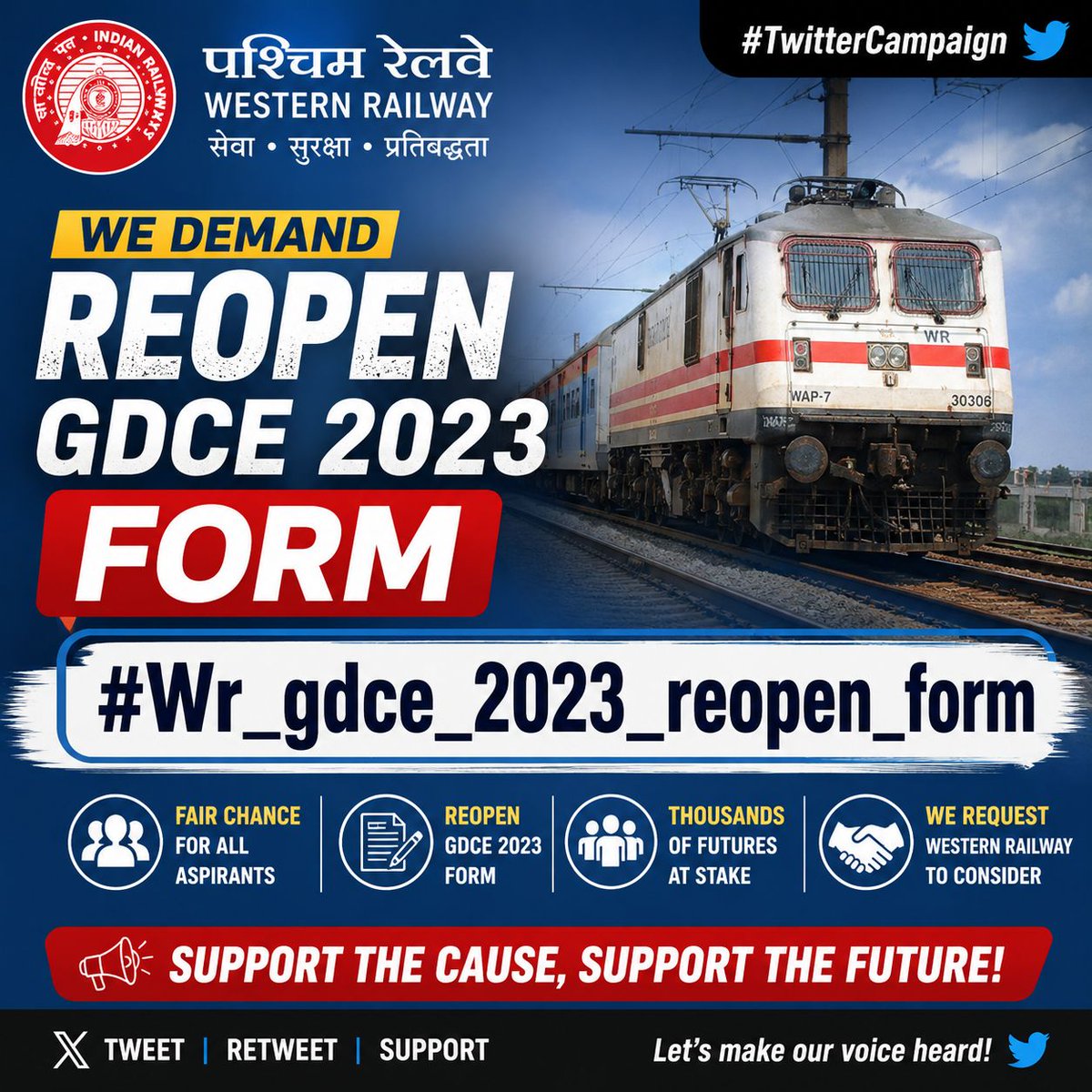 SinghVikram939's tweet photo. Re-open gdce form 01/2023
#wr_gdce_2023_reopen_form
#We_want_justice 
@AshwiniVaishnaw @Gmwrly 
@drmadiwr @WesternRly @RailMinIndia @RRBAhmedabad https://t.co/ifVfezyD7V