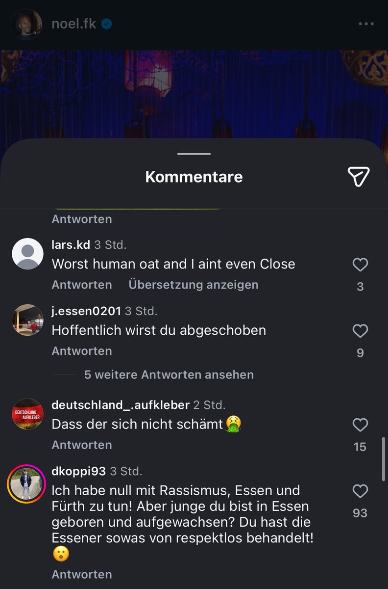 ch0clatetoney's tweet photo. Krass was für rassistische Kommentare ich bei Noel Futkeus Instagram lese.

Bestätigt wieder das der Großteil der Essener Nazis sind https://t.co/SujCuLoP20