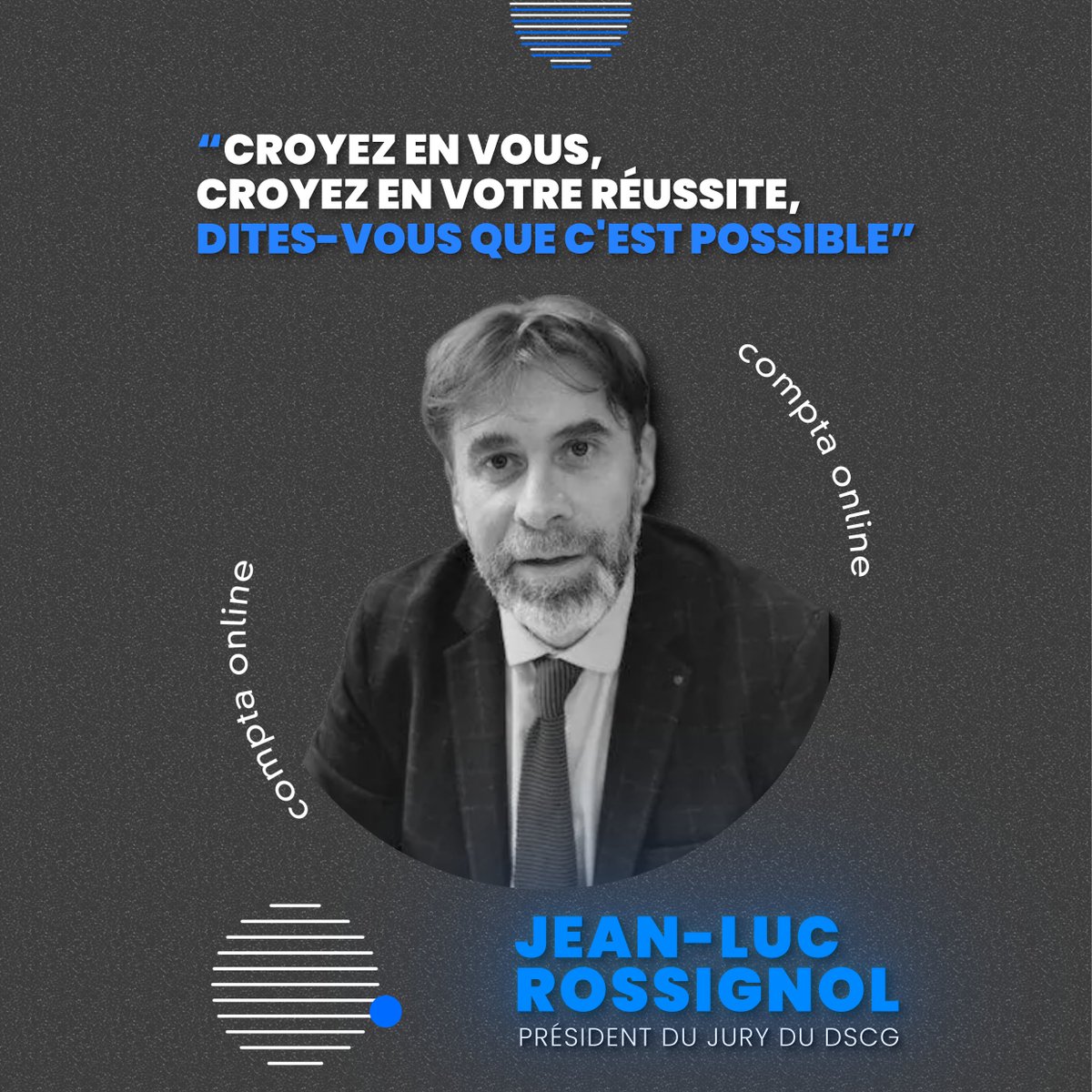 ComptaOnline's tweet photo. 🎙 Jean-Luc Rossignol, président du jury du DSCG

🗨 « Le DSCG demeurera un diplôme exigeant et riche, et le niveau d'exigence ne sera pas revu à la baisse, afin de préparer au mieux les professionnels de demain. »

📌 https://t.co/Jc53PoVWW5

#DSCG #DSCG2026 #ExpertComptable https://t.co/TCkQs0JBm2
