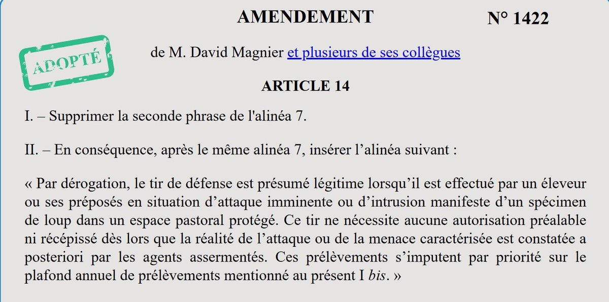 HeleneLaporteRN's tweet photo. Une nouvelle victoire de vos députés du @groupeRN_off au cours de l'examen du projet de loi #UrgenceAgricole : notre amendement visant à instaurer une présomption de légitime défense pour les tirs réalisés lors d'une attaque ou intrusion de loups dans une prairie d'élevage a été adopté ! ✅

Cette mesure de bon sens apporte une sécurité juridique indispensable aux éleveurs confrontés à la prédation du loup.

#DirectAN