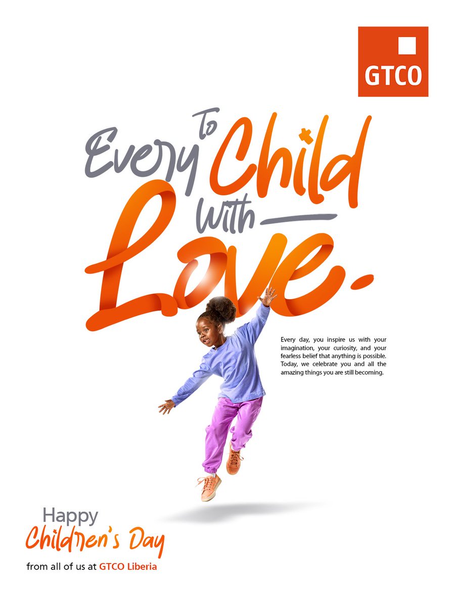 GTBankLiberia's tweet photo. Every day, you inspire us with your imagination, your curiosity, and your fearless belief that anything is possible. Today, we celebrate you and all the amazing things you are still becoming. https://t.co/92zrrip67E