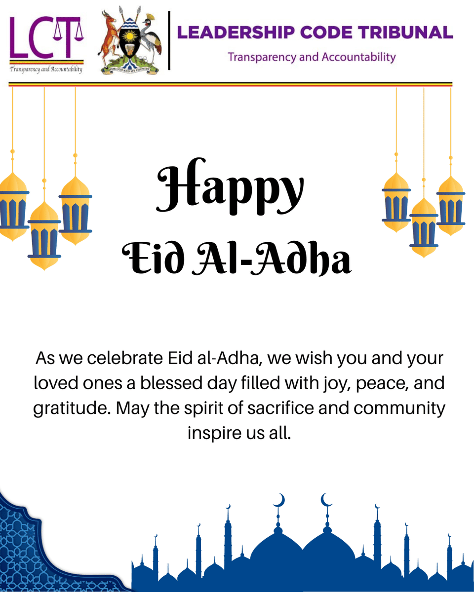 LeadershipCodeT's tweet photo. The Leadership Code Tribunal wishes the Muslim community a happy Eid Al-Adha. https://t.co/l7uyKCxIlF