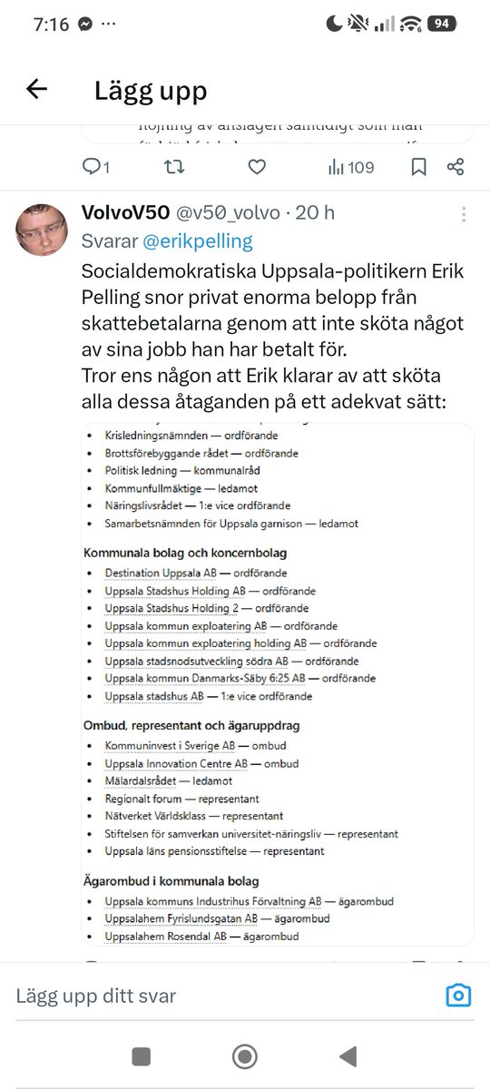 anders_jelander's tweet photo. @erikpelling Du är fan nog den mest girige jag stött på. Hur kan du sköta alla uppdrag? https://t.co/XgNM52IQVG
