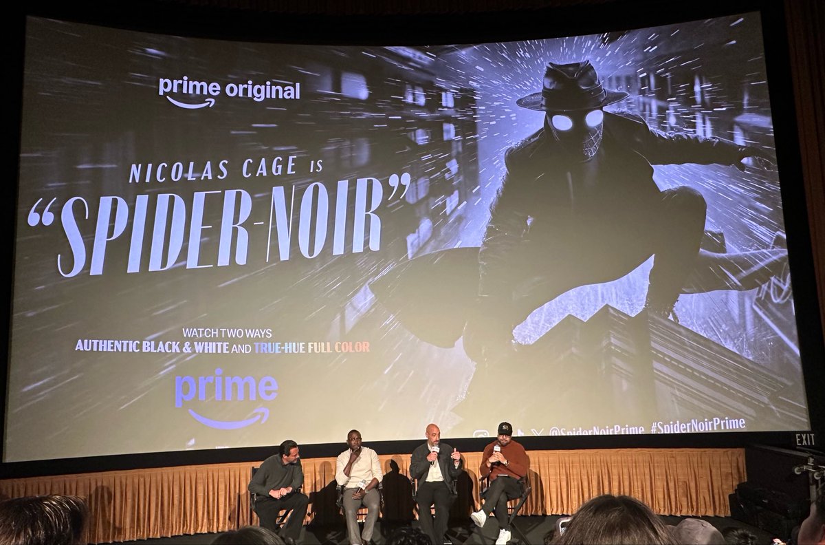 iNCREDiPiNOY's tweet photo. Spider-Noir screening of Episode 1&2 + Q&A with executive producer Oren Uziel, Lamorne Morris, and Jack Huston, hosted by Joe Deckelmeier. #SpiderNoirPrime #NicolasCage #Screenrant @screenrant @PrimeVideo https://t.co/phRwKCttyV
