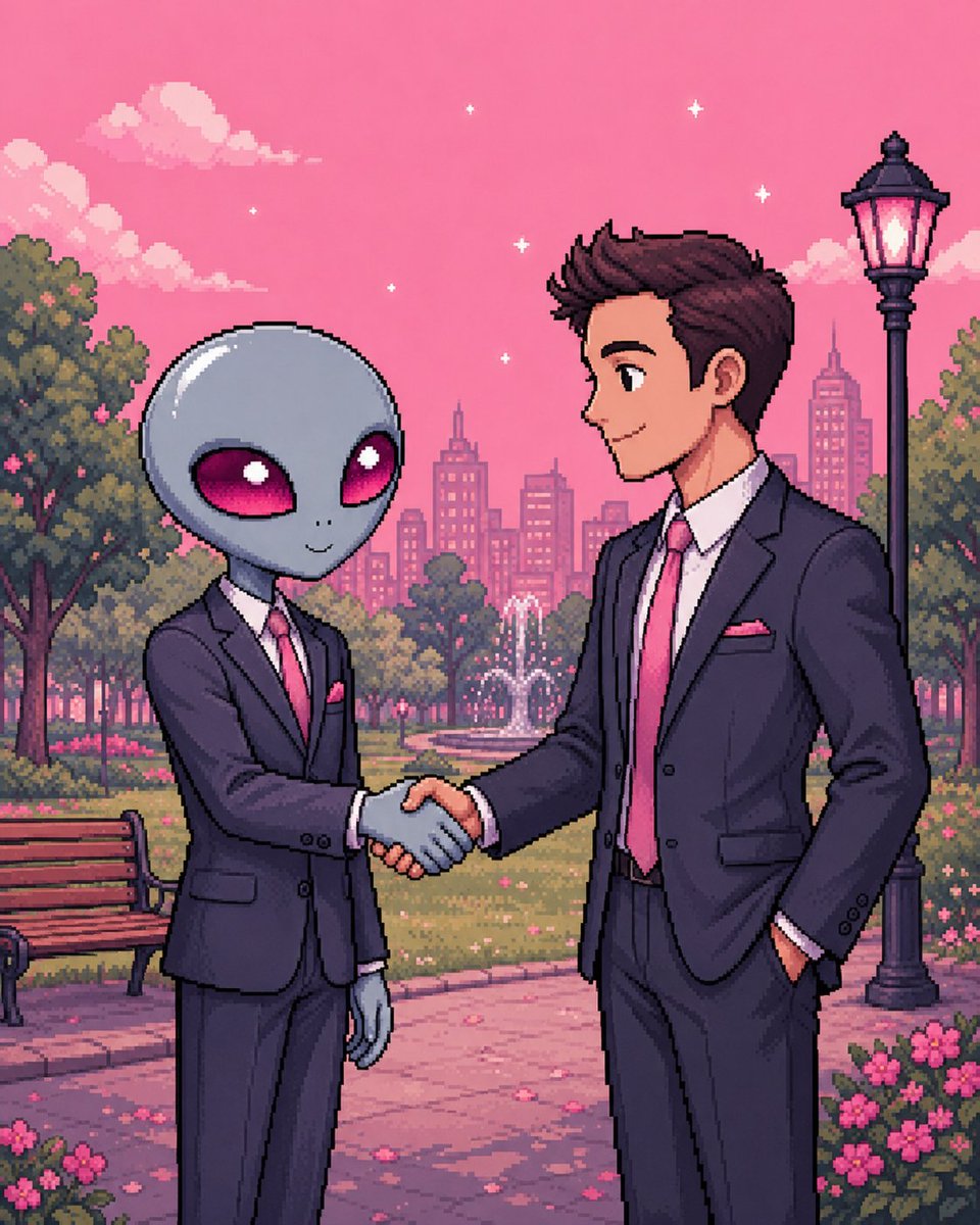 bubblixonsol's tweet photo. 👽🤝 earth deal confirmed

BUBBLIX just landed in da park and already makin moves fr

first handshake with humans… no lasers, no panic, just business drip and pink sky vibes 🌸

they said “welcome to Earth”
i said “bleep bloop, lets cook” 🛸✨

new alliances loading…

#solana https://t.co/1MgQcbeiIi