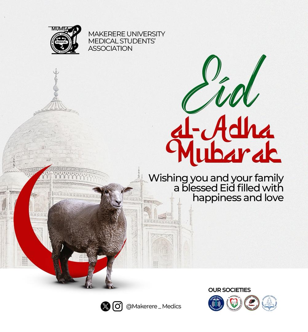 Makerere_Medics's tweet photo. Extending our warmest wishes to you and your families as you celebrate Eid!✨
May it bring you immense joy, love, peace and blessings😊
Eid Mubarak from MUMSA to you!🌙🕌 https://t.co/JTphD5mzLA