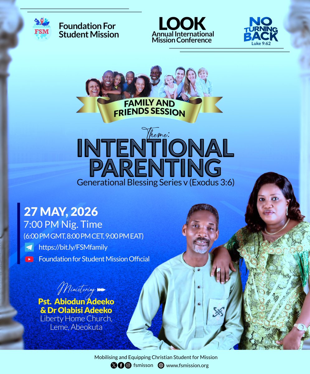 OfficialFSM_SMC's tweet photo. Tonight, we are unlocking the keys to purposeful, visionary parenting. Whether you are parenting toddlers, teens, or preparing for a future family, this is a divine appointment for your household.
Click https://t.co/orinNzqcJt to join the Telegram community or tune in on YouTube. https://t.co/4msXBatqQC