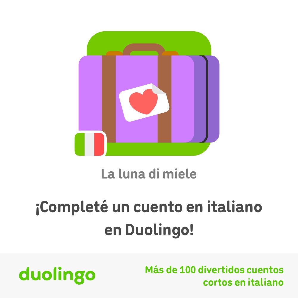 Mau6001's tweet photo. ¡Estoy mejorando mis habilidades en italiano con los Cuentos de Duolingo! https://t.co/dfqHq1ygJv