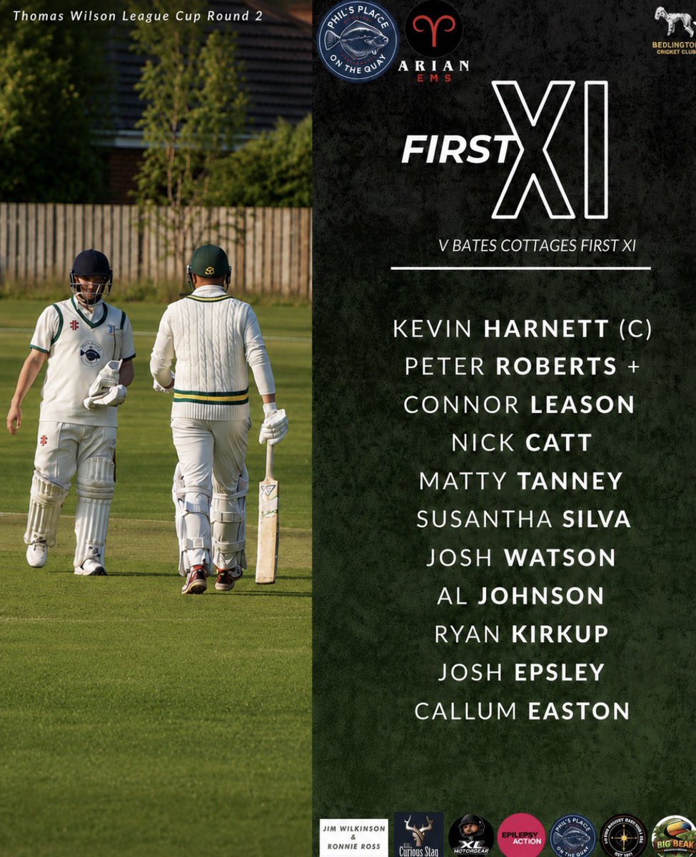 Bedlingtoncc's tweet photo. First XI host @BatesCottages today in the second round of the Thomas Wilson League Cup. 

6pm start 🏏 https://t.co/xPSnTVNzPC