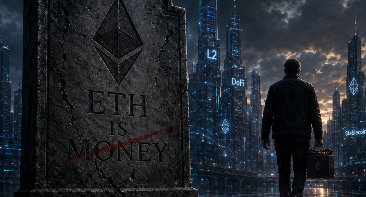 iBigFei's tweet photo. 信仰崩塌，神话破灭。以太坊最硬的铁粉把 ETH 卖光了，这群理想主义者终于被现实砸醒了。 

刚写完“茅台时刻”，隔壁深潮又发了一篇更绝绝子的爆料：Bankless 创始人 David Hoffman，那个过去 6 年把“ETH 是超声波货币”挂在嘴边的头号大道长，已经把手里的 ETH 全部清仓了。

 币圈直接炸锅。但他自己发长文解释了，逻辑极其清爽、极其扎心：他大幅看多以太坊生态，但他看空 ETH 这个币。 换句话说：以太坊这条链未来会非常成功，但这种成功，跟 ETH 的币价再也没有半毛钱关系了。

为什么？因为以太坊在架构上就是个“纯纯的活雷锋”。
2021 年 ETH 牛逼，是因为全网手续费它独吞。现在呢？以太坊把所有赚钱的活儿都外包给了 L2。L2 躺着拿走 97% 的利润，应用层吃掉剩下的油水，主网自己却在按成本价给全人类提供网络安全。它太高尚了，高尚到拒绝给自己抽成。

水电煤公司的股票，是永远不可能变成黄金的。
更尴尬的是，以太坊现在成了美元的寄生体。链上稳定币规模从 30 亿飙到 1630 亿，美国政府甚至公开说要利用以太坊维护美元霸权。发现问题没有？以太坊越成功，在上面变得更像“钱”的是美元，而不是 ETH。

再聊聊行业共识。Hoffman 坦承，那一套打着“反叛、对抗传统金融”的强加密叙事已经彻底死了。现在的加密圈在圈外人眼里就是骗子、盘子和 Meme 的集中营。当大众的信念窗口关闭，ETH 想变成全球储备资产的宏大叙事，就已经打完了最后一张牌（Played out）。

ETH 不会归零，但也别指望它能暴涨重新定价了。它拿到了属于它“公共设施”的应得市值，然后，故事结束。

我敬佩 Hoffman，在事实面前敢承认自己错了，没有甩锅，没有装神弄鬼，比那些涨了喊单、跌了装死的嘴硬博主强一万倍。

当最懂以太坊的人都把仓位换去追逐其他机会了，你还在死守那个连创始人自己都不信了的“超声波大饼”吗？