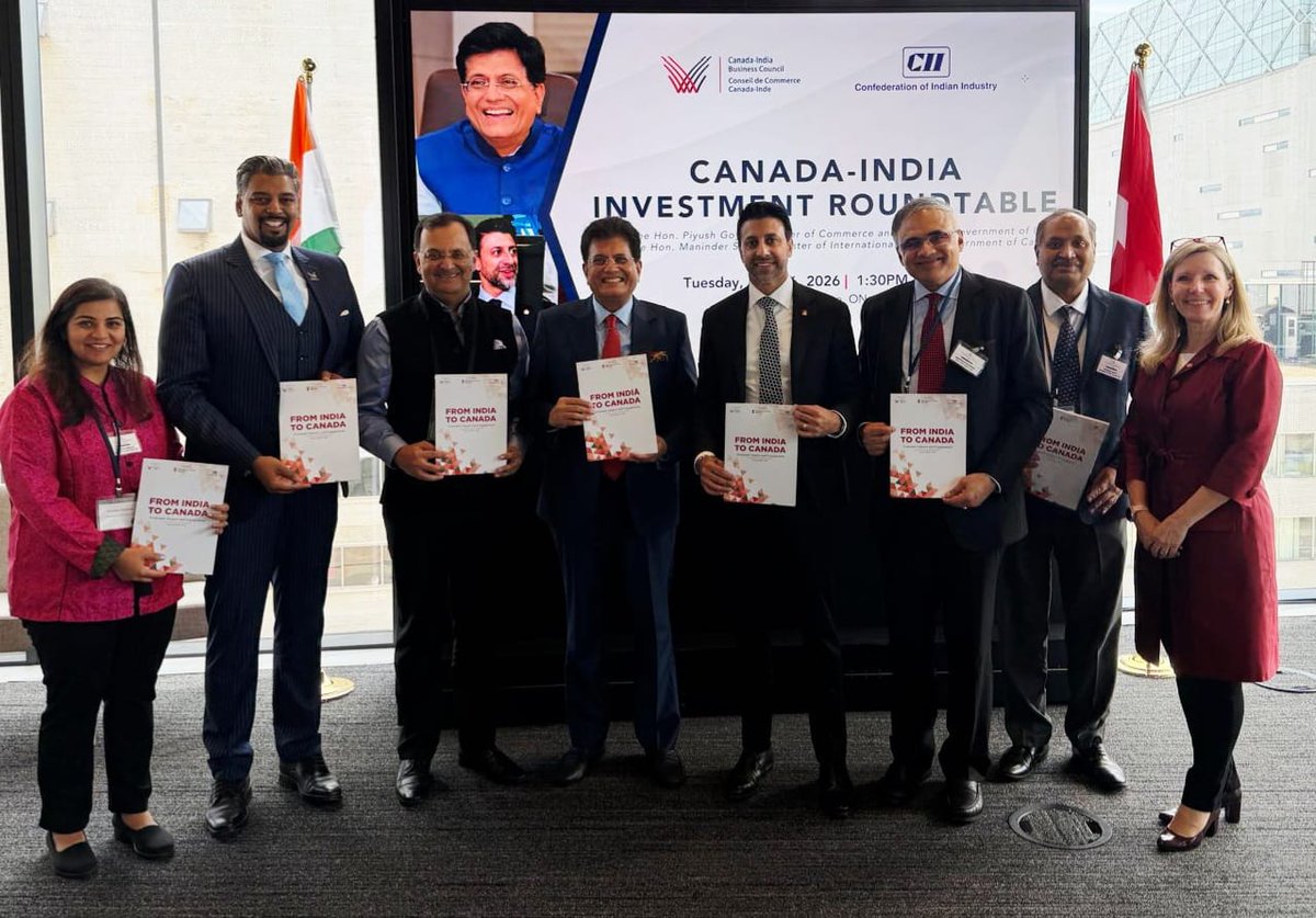 FollowCII's tweet photo. CII was pleased to partner with Canada-India Business Council for the Canada-India Investment Roundtable with major Canadian pension funds, financial companies and institutional investors on 26 May in Toronto. The roundtable was addressed by Shri Piyush Goyal, Hon'ble Minister of Commerce and Industry, Maninder Sidhu, Hon'ble Minister for International Trade for Canada and HE Dinesh Patnaik, High Commissioner of India to Canada. 

The pension funds, banks and financial services companies in the room represented over several trillion in collective global assets; keen to grow their India portfolio and business footprint. 
#IndiaCanada #Trade #Investment #EconomicPartnership #IndiaCanadaRelations 
@IndiainToronto @PiyushGoyalOffc @DineshKPatnaik @CanadaIndiaBiz @HCI_Ottawa @GAC_Corporate @CanadainIndia