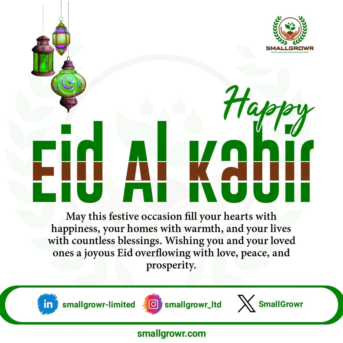 SmallGrowr's tweet photo. On this blessed Eid, we send our warmest wishes to all. It's a time for reflection on sacrifice, compassion and community.

Eid Mubarak! ✨🌙

#SmallGrowrLimited #RegenerativeAgriculture #InclusiveMarketSystemsDevelopment #ResponsibleFoodProduction #SustainableTrade https://t.co/OJpJETjdax