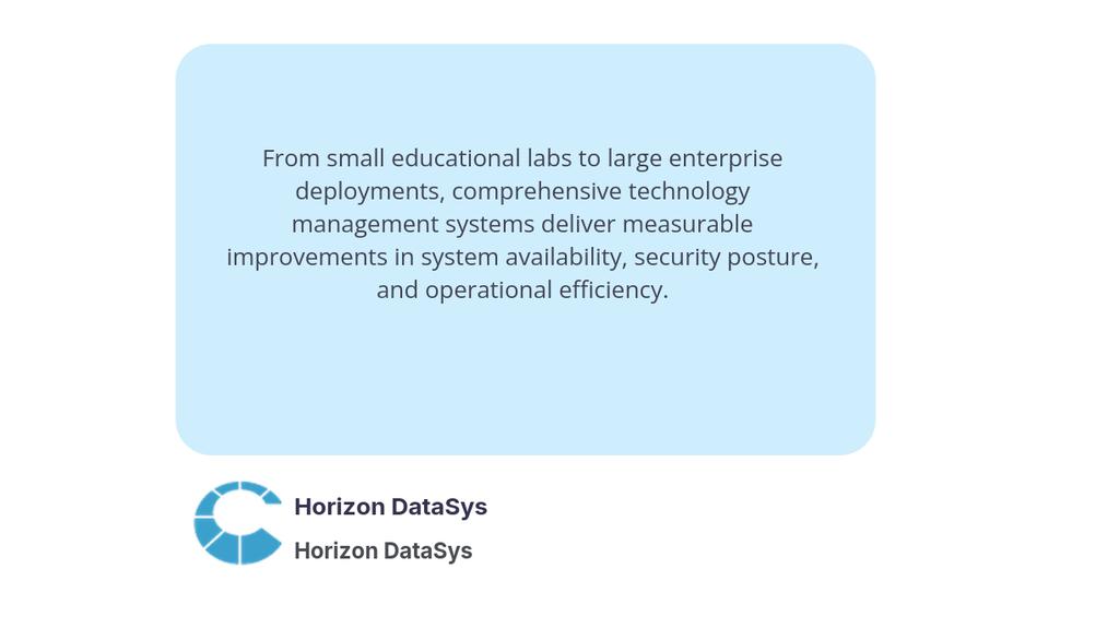 HorizonDataSys's tweet photo. Organizations implementing comprehensive technology management systems typically experience substantial reductions in support ticket volumes and mean time to resolution for technical issues.

Read more 👉 https://t.co/Mk7Vvu8UaZ

#compliance #cybersecurity #Windows11 https://t.co/sbqm1pz2w5