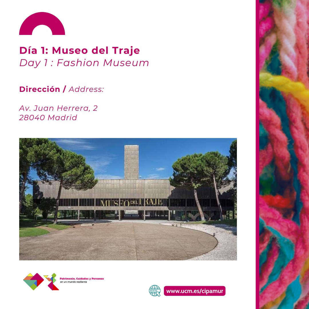 gpcultural's tweet photo. 🗓️ Programa del Día 1 /Day 1 Programme — Sede / Venue: @MuseodelTraje 

📌 Hoy comienza el Congreso. Consultad los detalles en la web. 

 Today begins the Conference. Check the details on the web.

#CongresoInternacional #InternationalConference https://t.co/at7aojNqVA