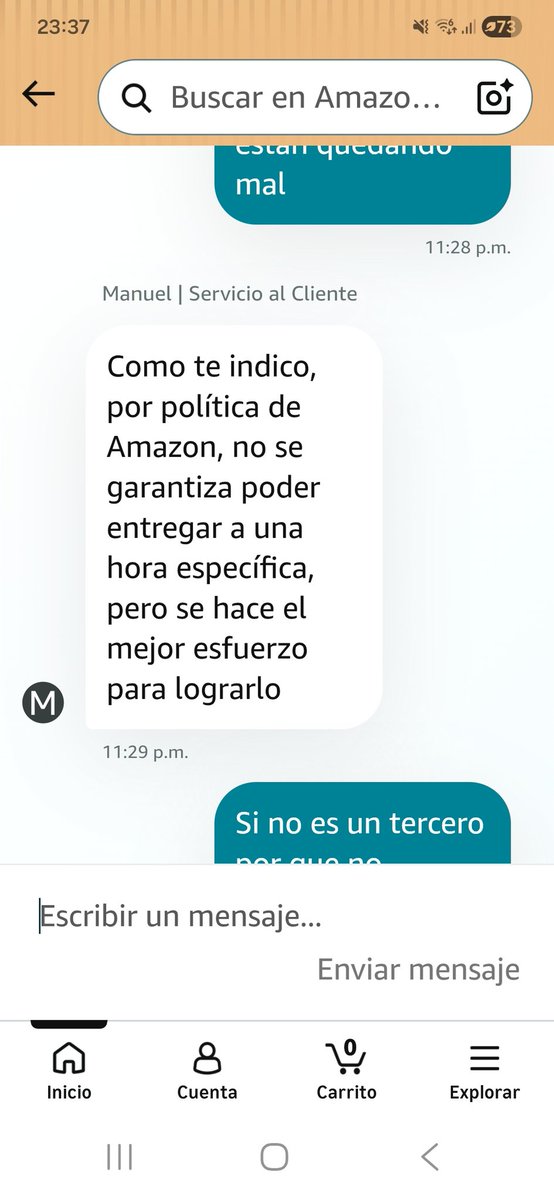 talocolopez's tweet photo. Un horario de entrega . Entonces para que piden especificar un horario de entrega si no van a cumplir con ella . Pésimo servicio @amazonmex @amazon https://t.co/3WrTA5w5MG