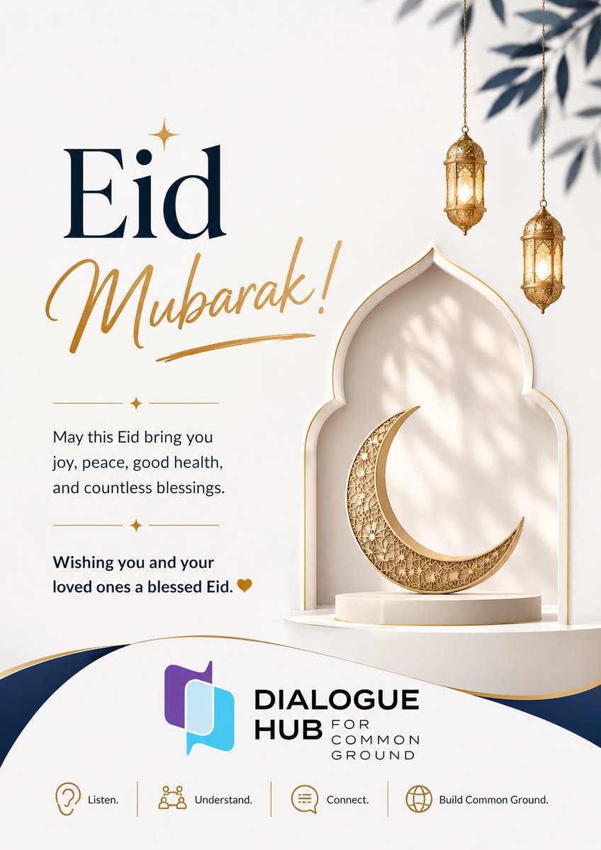 DialogueHub1's tweet photo. Eid al-Adha Mubarak to everyone celebrating this special occasion.

Dialogue Hub for Common Ground calls on the people of Afghanistan to use this moment as an opportunity for unity, dialogue, and collective action against ignorance, hatred, and darkness.

Let us choose conversation over division,
justice over silence,
and reconciliation over conflict.

We believe that a brighter future for Afghanistan can only be built through solidarity, mutual respect, and the shared struggle for human rights and human dignity.

On this blessed occasion, we wish peace, safety, and harmony for the people of Afghanistan and for communities around the world.

Eid Mubarak 🌙
Dialogue Hub for Common Ground