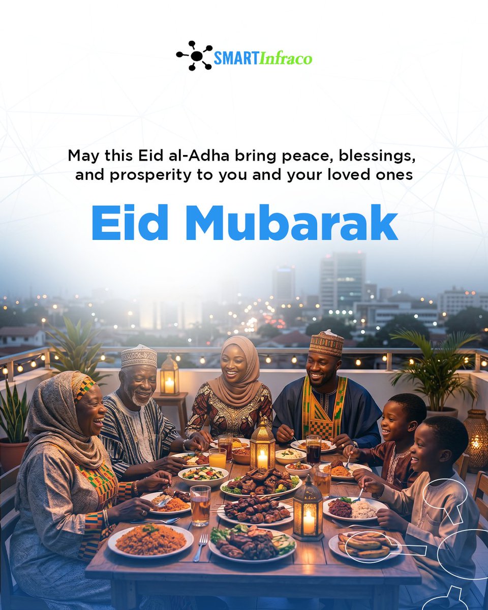 SmartInfracoGh's tweet photo. This Eid al-Adha, we celebrate the values of faith, sacrifice, gratitude, and togetherness. May this special occasion bring peace, prosperity, and abundant blessings to you and your loved ones.

Eid Mubarak from Smart Infraco. https://t.co/KOhpbuJnsO