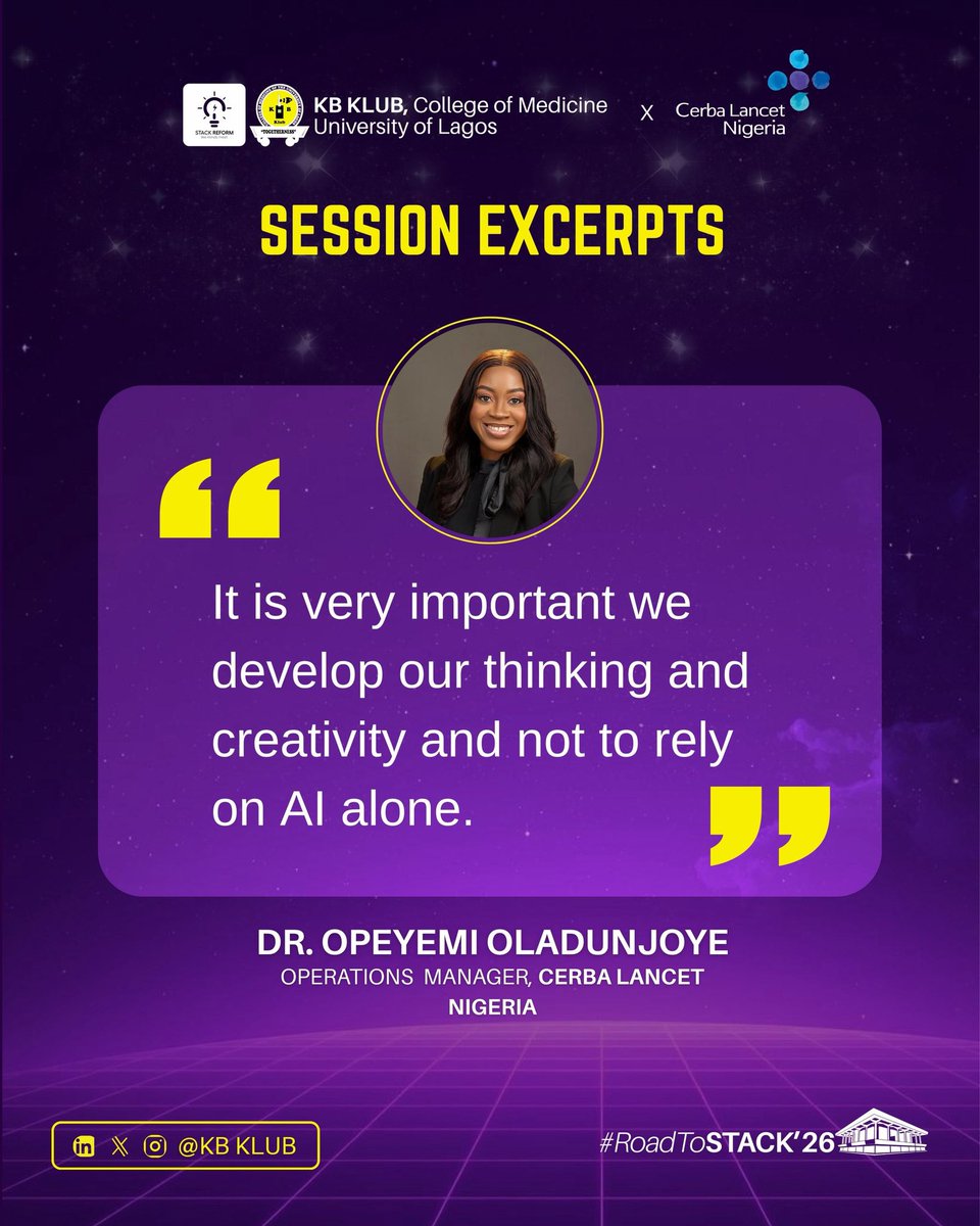 KBKLUB's tweet photo. What happens when AI meets human intelligence in the lab?

Dr. Opeyemi Oladunjoye, Operations Manager at Cerba Lancet Nigeria, breaks down the promise and the paradox of AI in healthcare.

Yes, AI is powering predictive analysis, workflow automation but the real edge is humans https://t.co/Z8esvpcTZN