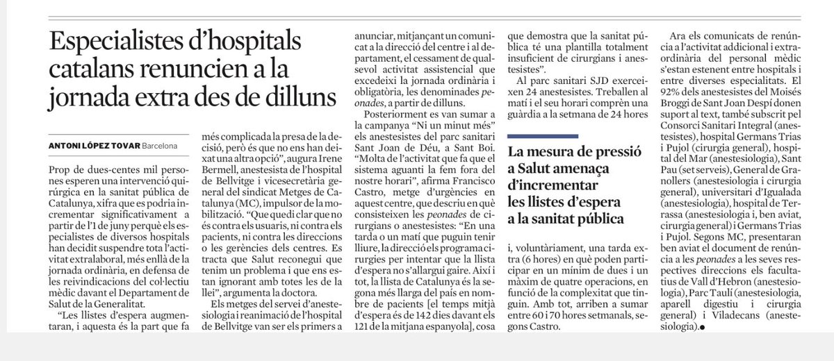 jorfabrega's tweet photo. 🩺 Prop de 200.000 persones esperen una intervenció quirúrgica a Catalunya, amb 142 dies esperant de mitjana.

El govern irresponsable del president Illa, Pané i  Dalmau, negant-se a reunir-se amb els metges ho empitjorarà molt més.

Sense professionals no hi ha sanitat. https://t.co/ZFfMDFqEjv