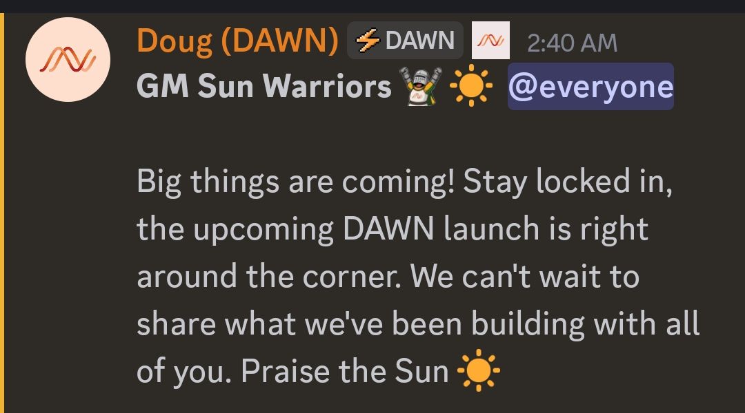 ArhnOne's tweet photo. >>Dawn Network update is just around the corner

 Note: Some people believe this update is related to the Airdrop or tge 

 but I don't think so it is likely just a product related update

What do you think ? https://t.co/6esSeEBHNz