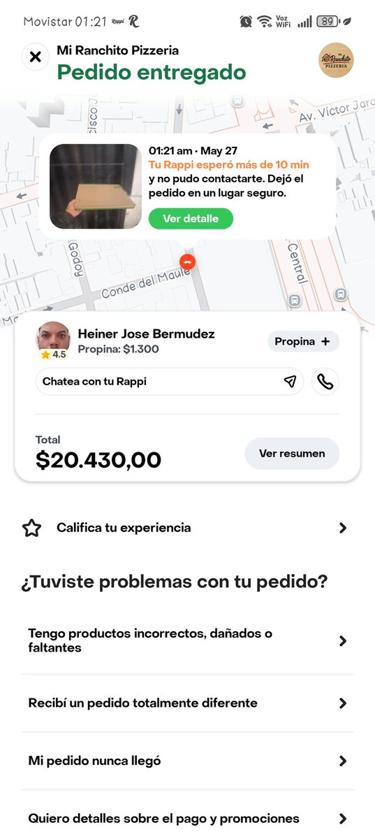 Ghosthrecom2020's tweet photo. @RappiChile este RT me robo el pedido, se marcó en la calle de atrás y no me respondía las llamas ni los mensajes, luego me dice que donde estaba no era la dirección correcta y le dio como entregado éxigo la devolución de mi dinero y que le bloquen la cuenta a este ladrón https://t.co/OaTrJida6g